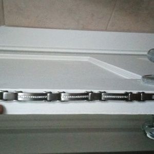 Stainless Steel Men's Bracelet with cubic zirconia stones nice!